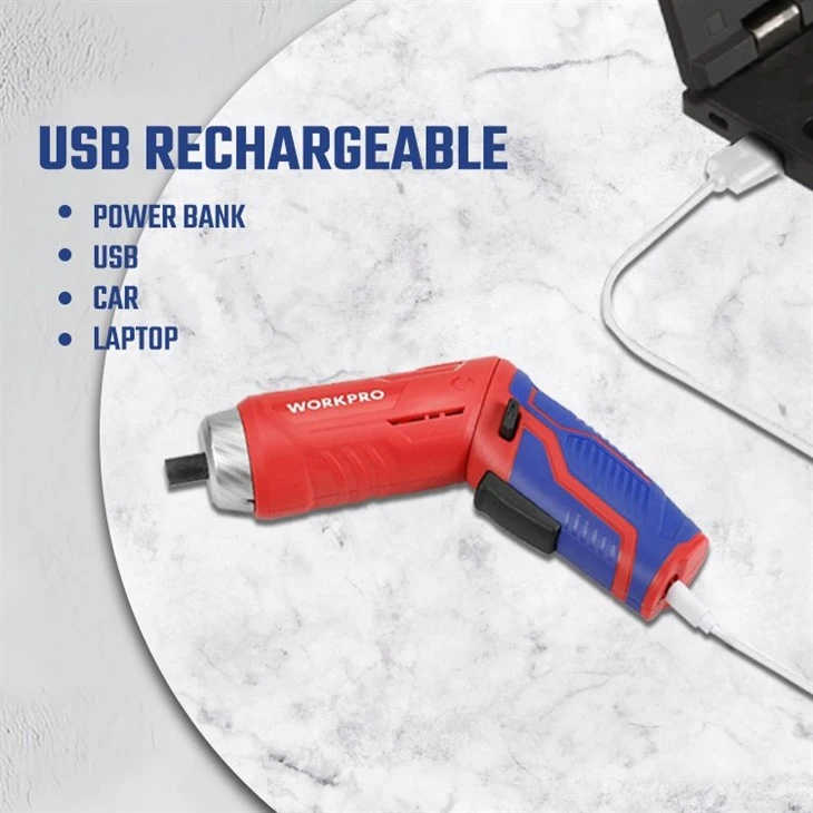 34PC 3.7V LI-ION USB RECHARGEABLE PIVOTING SCREWDRIVER KIT-RED