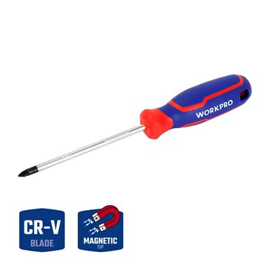 CHAVE DE FENDA WORKPRO CR-V POZI COM CABO TRI-COLOR, PZ0X75MM