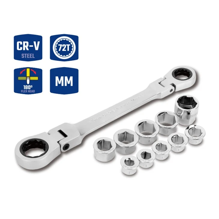 WORKPRO 11 PCS ANEL DUPLO E CONJUNTO DE CATRACA DE FERRAMENTAS DE CATRACA DUPLA FLEXÍVEL